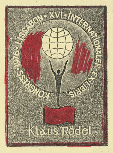 Exlibris by P. Schirow from Russia for Klaus Rödel - Exlibris Congress Globe 