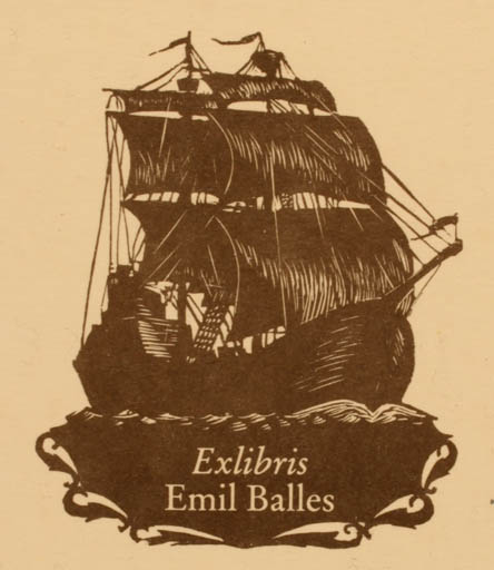 Exlibris by ? Unbekannt from Germany for Emil Balles - Ship/Boat 