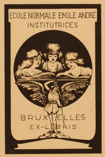 Exlibris by Marguerite Callet-Carano from Belgium for ? Ecole normale Emile Andre - Book Jugend Woman 