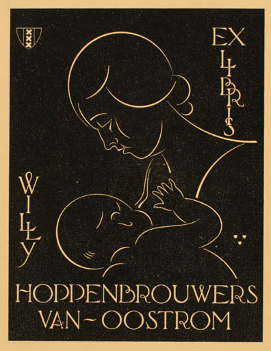 Exlibris by ? Unbekannt from Netherland for ? Hoppenbrouwers van Oostrom - Child Woman 