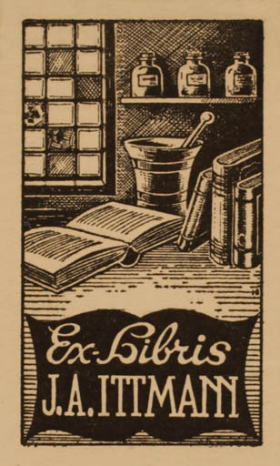 Exlibris by ? Unbekannt from Unknown for J. A. Ittmann - Book Interior Pharmacy 