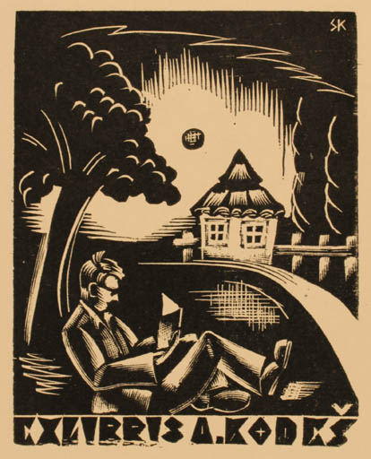 Exlibris by ? Unbekannt from Hungary for Antonin Kodese - Man Tree 