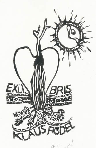 Exlibris by Eva Papai from Hungary for Klaus Rödel - Abstract Flora Sun 