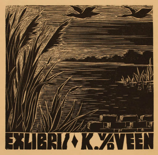 Exlibris by ? Unbekannt from Netherland for K. v. d. Veen - Scenery/Landscape 