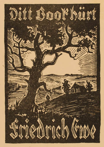 Exlibris by ? Unbekannt from Germany for Friedrich Ewe - Scenery/Landscape Tree 