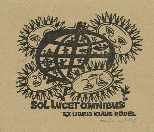 Exlibris by Zbigniew Dolatowski from Poland for Klaus Rödel - Globe 