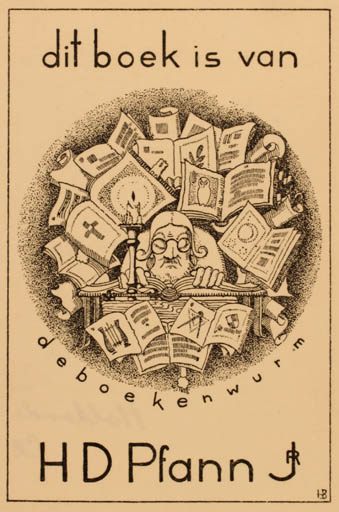 Exlibris by ? Unbekannt from Netherland for H. D. Pfann - Book Man 