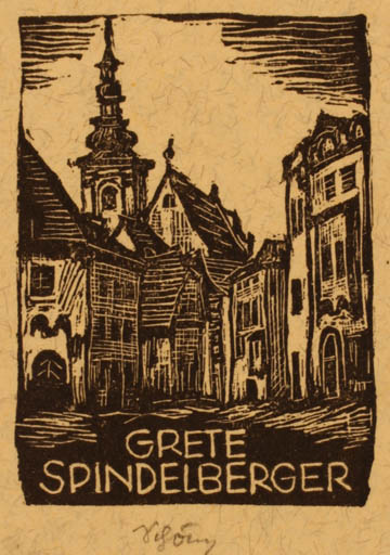Exlibris by ? Unbekannt from Austria for Grete Spindelberger - City 