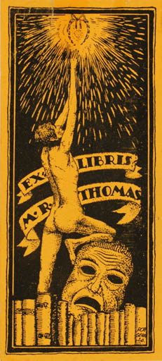 Exlibris by ? Geva from Unknown for M.R Thomas - Book Jugend Man Nude 