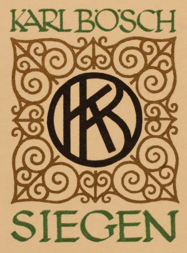 Exlibris by ? Unbekannt from Germany for Karl Bösch - Monogram Text/Writing 