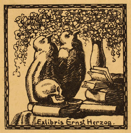 Exlibris by ? Unbekannt from Germany for Ernst Herzog - Book Flora Bird 