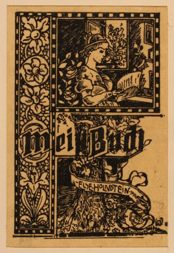 Exlibris by ? Unbekannt from Germany for Else Holnstein - Book Interior Flora Woman 