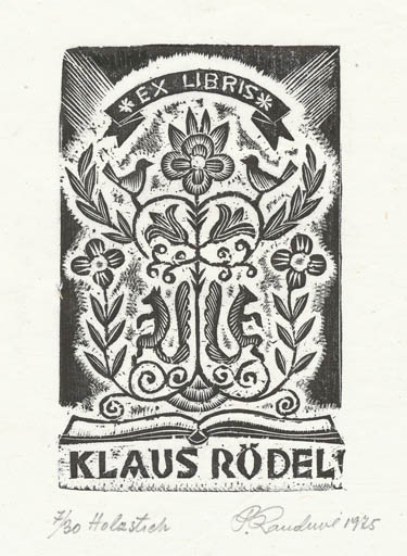 Exlibris by Petras Rauduve from Lithuania for Klaus Rödel - Book Fauna Flora 