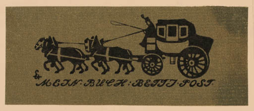 Exlibris by ? Unbekannt from Germany for Betti Post - Horse 