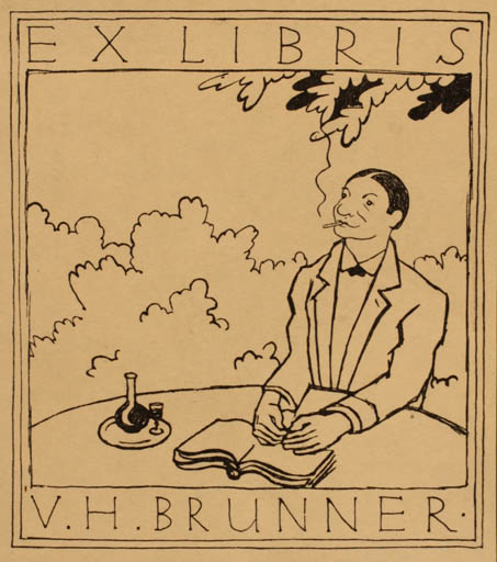 Exlibris by ? Unbekannt from Czech Republic for V. H. Brunner - Book Man 