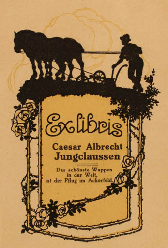 Exlibris by ? Unbekannt from Germany for Caesar Albrecht Jungclaussen - Working Horse 