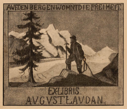 Exlibris by ? Unbekannt from Unknown for August Laudan - Mountain Scenery/Landscape 