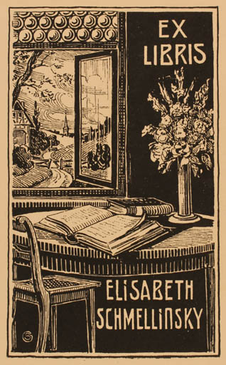 Exlibris by ? Unbekannt from Unknown for Elisabeth Schmellinsky - Flower Book Interior 