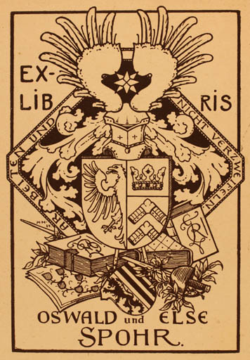 Exlibris by ? ? from Germany for Oswald u. Else Spohr - Heraldry 