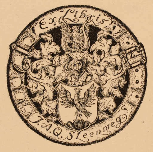 Exlibris by ? Unbekannt from Unknown for J. A. Q. Steenweg - Heraldry 