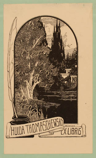 Exlibris by Felix Willmann from Germany for Hulda Thomaschewski - Jugend Scenery/Landscape Forest 