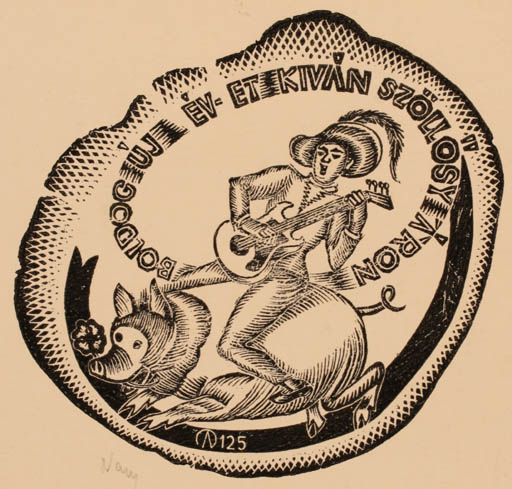 Exlibris by ? Unbekannt from Hungary for Kivan Szöllösy - Fauna Man Music 