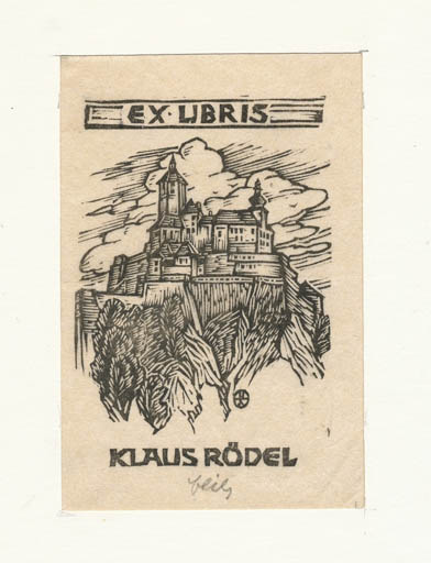 Exlibris by Otto Feil from Austria for Klaus Rödel - Castle/Palace 