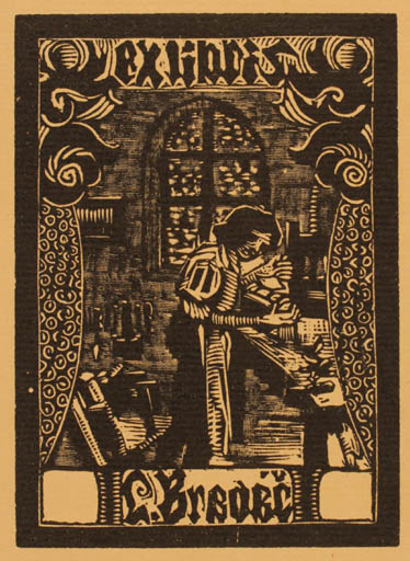 Exlibris by ? Unbekannt from Czech Republic for L. Bredec - Working Interior 