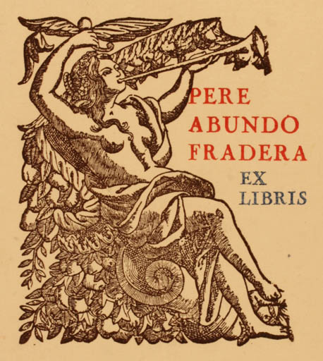 Exlibris by ? Unbekannt from Spain for Pere Abundo Fradera - Woman 