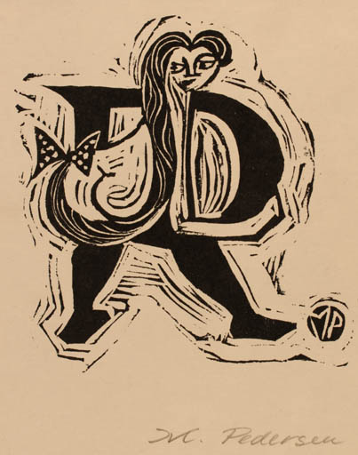 Exlibris by Margrethe Pedersen from Denmark for ? R. - 