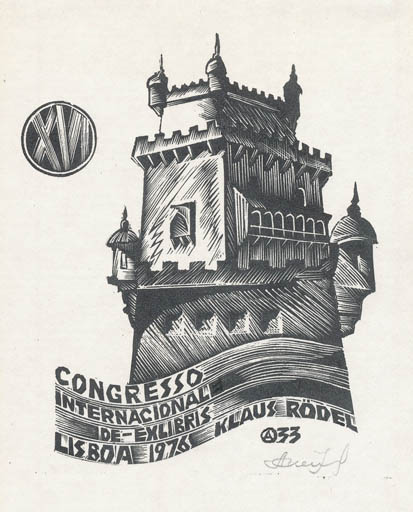 Exlibris by Anatolij Obvincev from Latvia for Klaus Rödel - Castle/Palace Exlibris Congress 