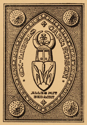 Exlibris by ? Unbekannt from Unknown for Carl Rusch - Heraldry 