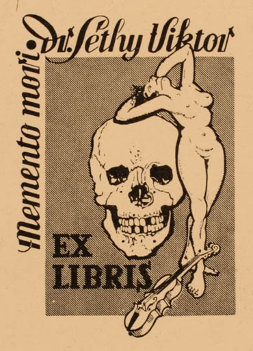 Exlibris by ? Unbekannt from Hungary for Dr. viktor Sethy - Death Woman Nude 