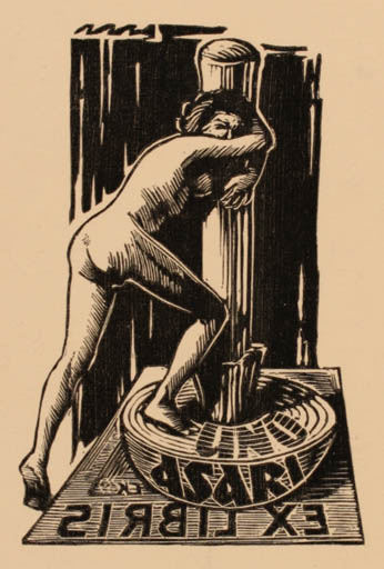 Exlibris by Enn Kera from Estonia for Uno Asari - Woman Nude 