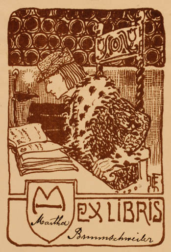 Exlibris by ? Unbekannt from Unknown for Martha Brummschreiber - Book Man 