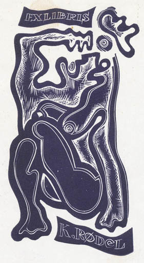 Exlibris by J. Suew from Soviet Union for Klaus Rödel - Abstract Woman 