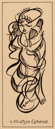 Exlibris by ? Unbekannt from Unknown for Marje Eerme - Abstract Woman 