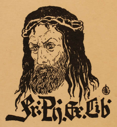 Exlibris by ? Unbekannt from Unknown for Fr. Pij - Portrait Religion 