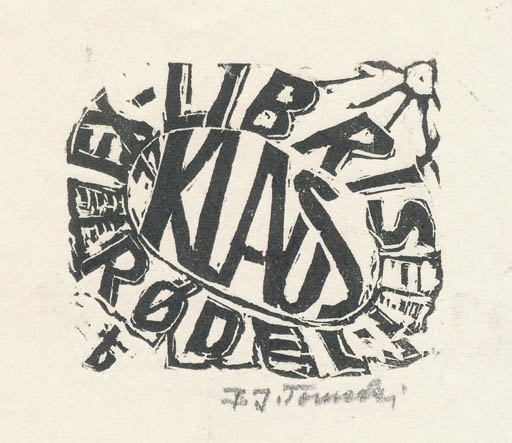 Exlibris by Bronislav Josef Tomecki from Poland for Klaus Rödel - Text/Writing 