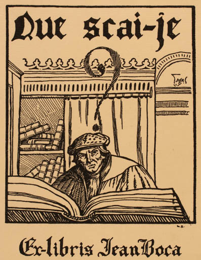 Exlibris by ? Unbekannt from Unknown for Jean Boca - Book Man 