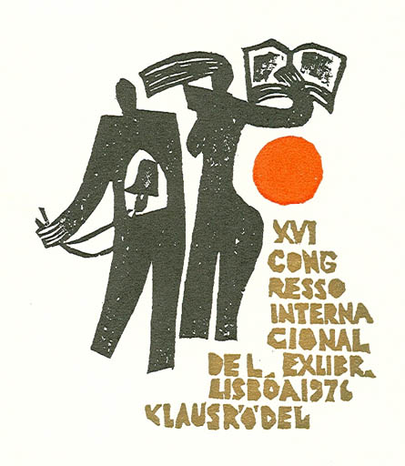 Exlibris by Valerijonas Vytautas Jucys from Lithuania for Klaus Rödel - Book Exlibris Congress Couple Sun 