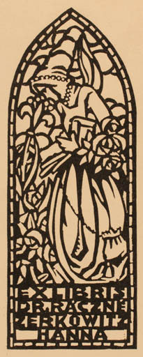 Exlibris by ? Unbekannt from Unknown for Dr. Hanna Raczne Zerkowitz - Flora Woman 