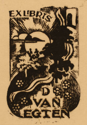 Exlibris by ? Unbekannt from Unknown for D. van Egten - Scenery/Landscape Sun 