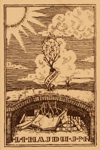 Exlibris by ? Unbekannt from Unknown for L. I. J. M. Hajdu - Book Scenery/Landscape Sun 