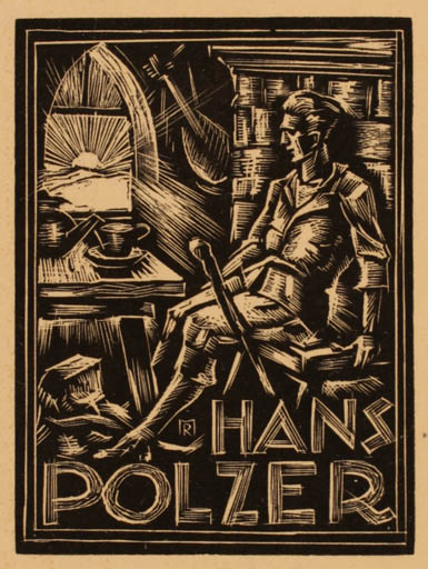 Exlibris by ? Unbekannt from Unknown for Hans Polzer - Interior Man Sun 