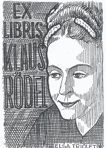 Exlibris by Jenö Kertes-Kollmann from Hungary for Klaus Rödel - Literature Portrait 