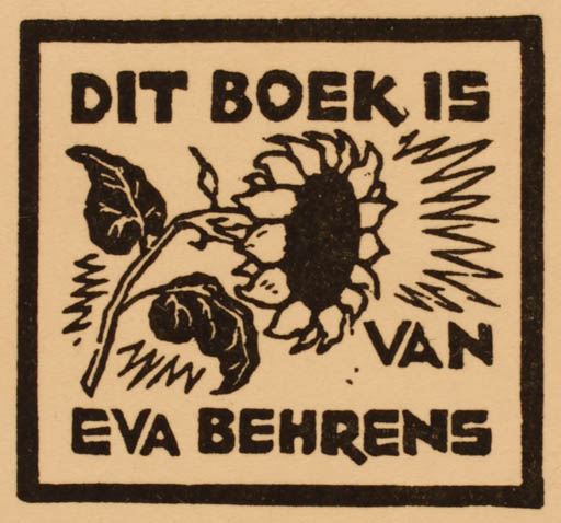 Exlibris by ? Unbekannt from Unknown for Eva Behrens - Flower Flora 