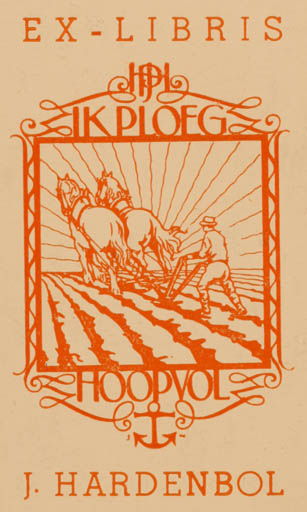 Exlibris by ? Unbekannt from Unknown for J. Hardenbol - Working Horse 