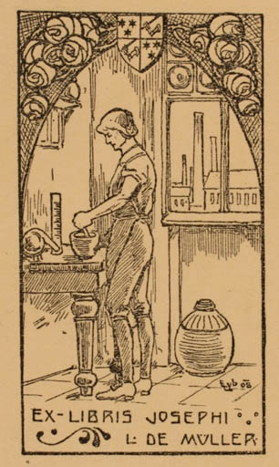 Exlibris by ? Unbekannt from Unknown for Joseph de Müller - Working Interior Pharmacy 