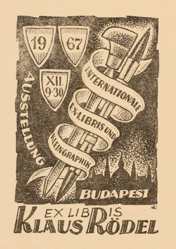 Exlibris by Jenö Kertes-Kollmann from Hungary for Klaus Rödel - Exlibris Congress 